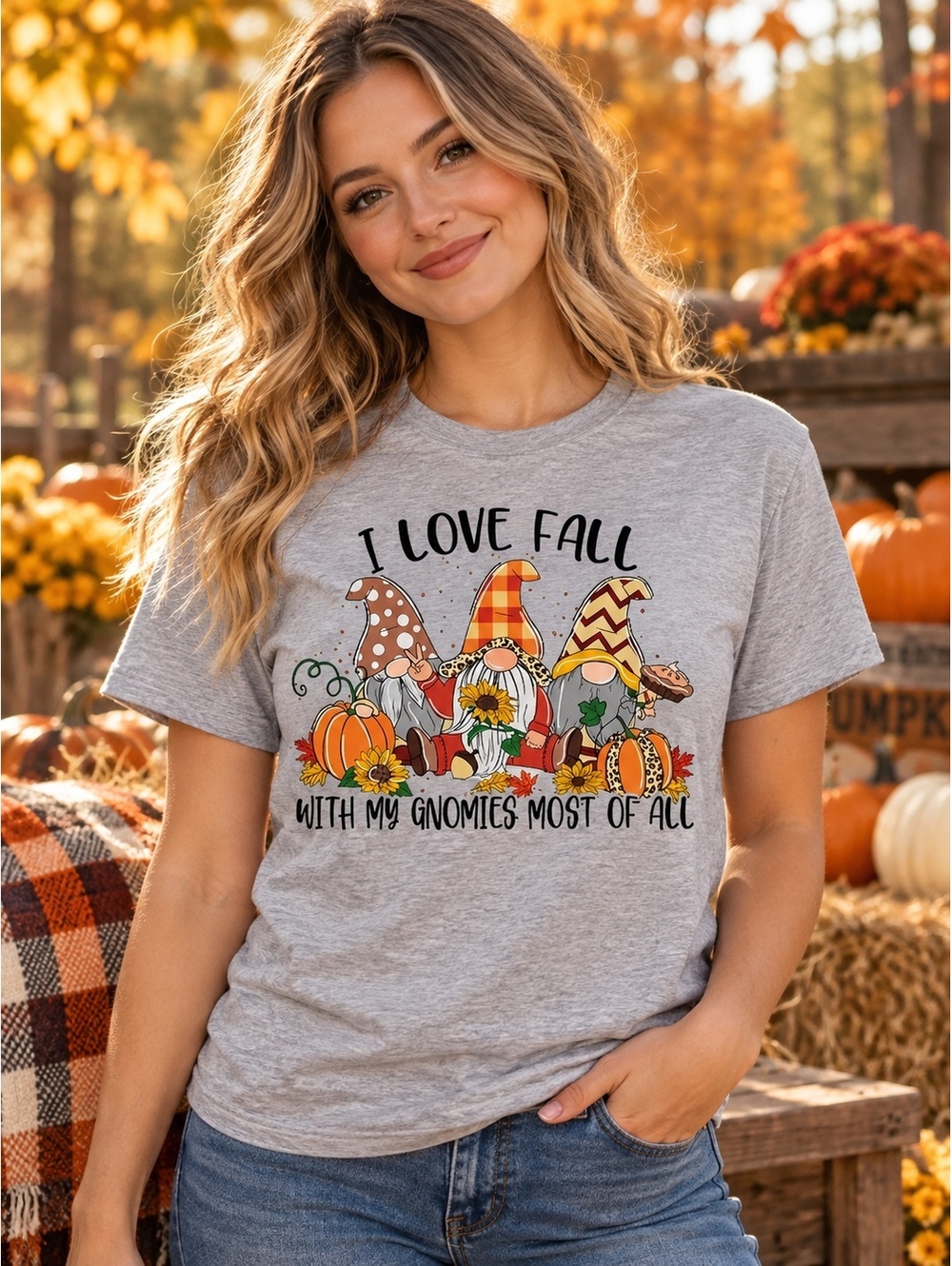 I Love Fall with My Gnomies Most of All Graphic T-Shirt